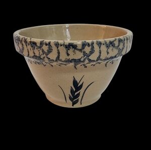 Robinson Ransbottom Blue 6” Mixing Bowl 1 QT Wheat Sponge Pattern